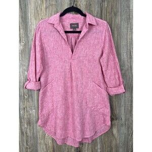 Forcynthia Beachwear Linen Blend Cover Up Tunic‎ Top Womens S Pink Beach Resort